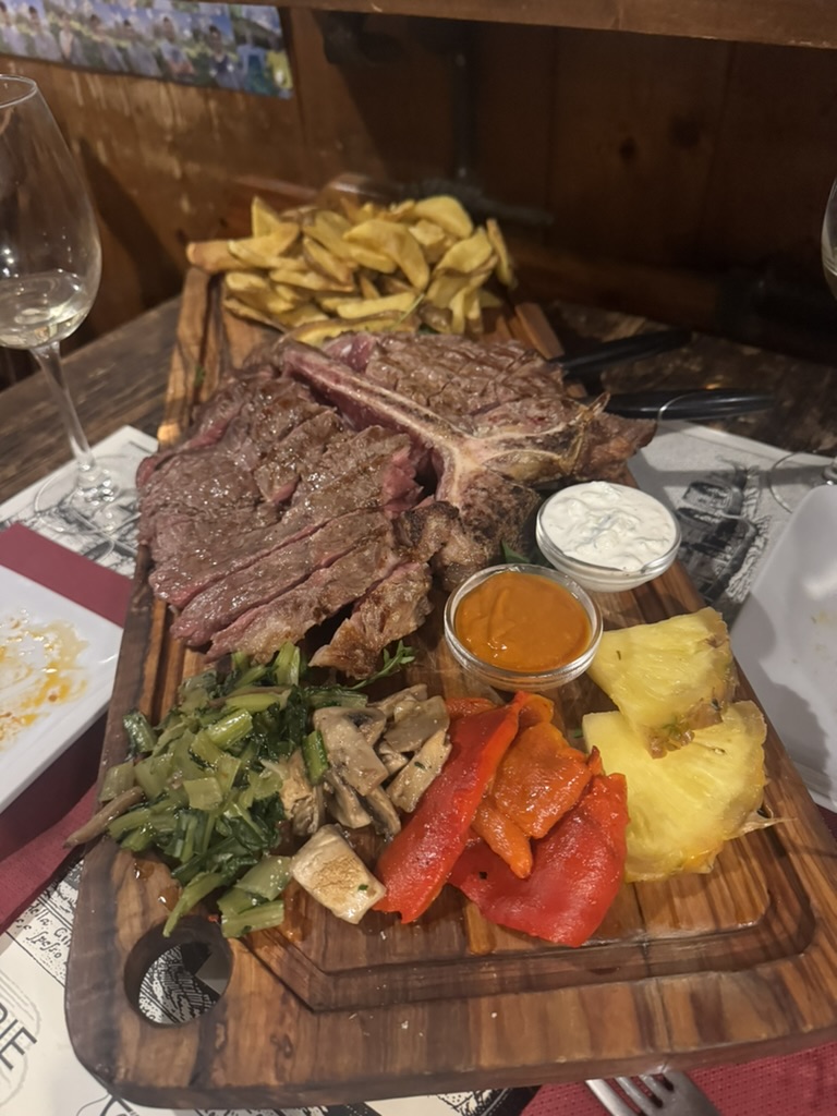 Wood-fired T-bone steak in the Alps