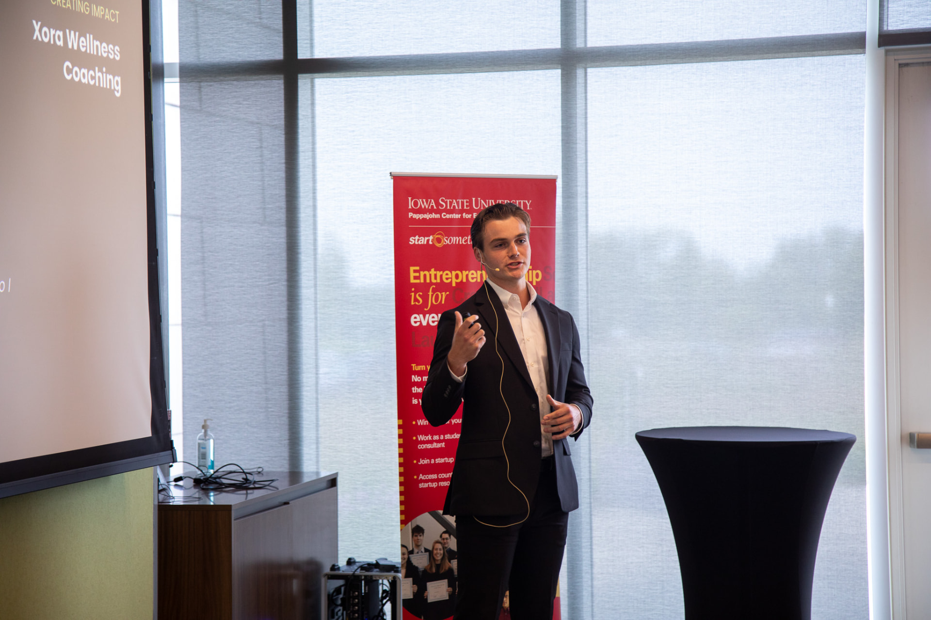 Hunter speaking about Xora Wellness Coaching at Iowa State University